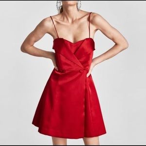 Satin Red Party Dress from Zara